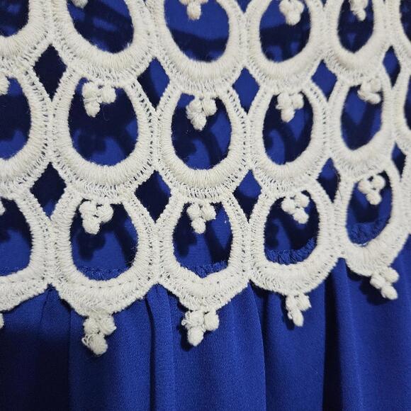 Sage Blue and White Crochet Trimmed Top #177 - Picture 7 of 9